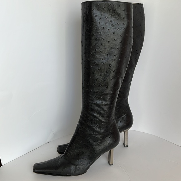 Giuseppe Zanotti Genuine Ostrich Boots -Silver heel - Black - Picture 12 of 17